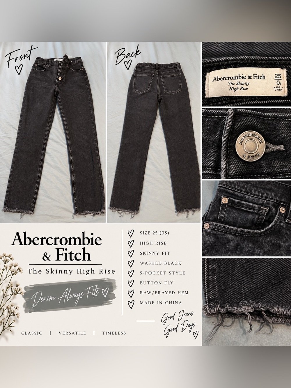 Abercrombie & Fitch Washed Black High-Rise Skinny Jeans